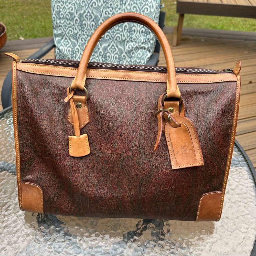 Vintage (1993) Etro Weekender Boston Travel Bag EUC Classic Paisley Key Inc.